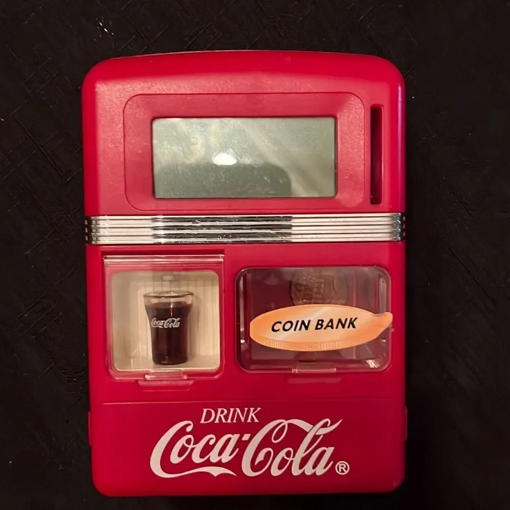 Vintage Miniature Mini Coca Cola Bottles 24 pack in Crate W Digital Coin Bank/Cl